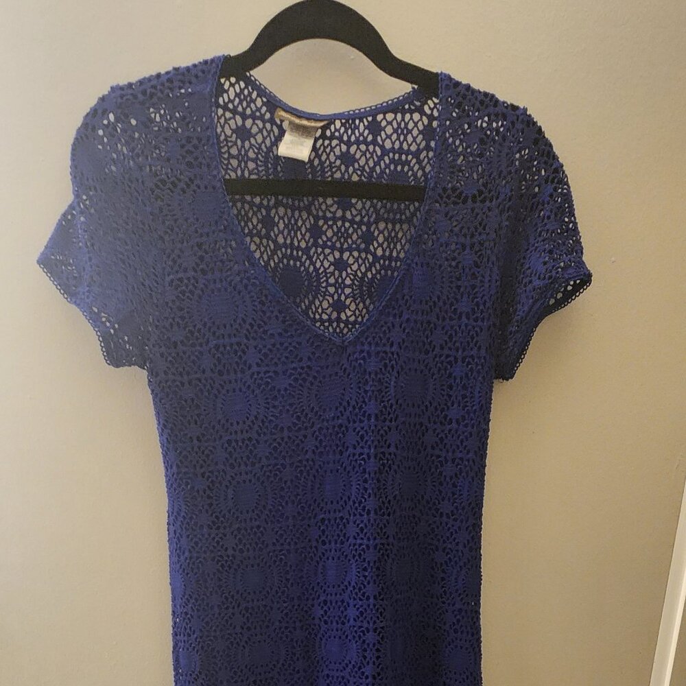 Tommy Bahama Danube Blue Lace Maxi Dress Swim Cover Short Lining